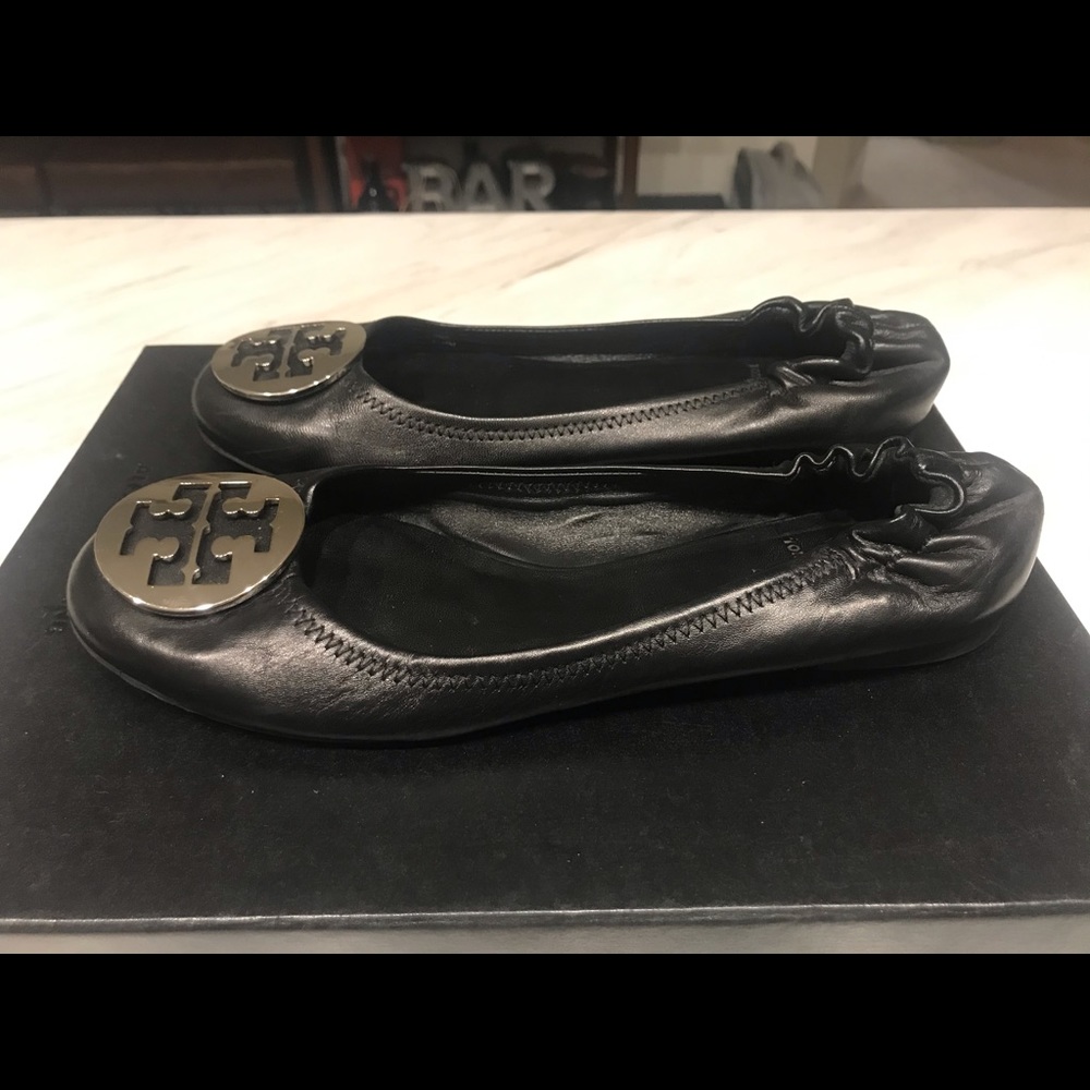 Tory Burch Reva Flats Black Leather 9
